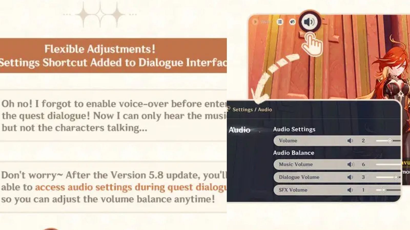 Audio settings shortcut (Image via HoYoverse)